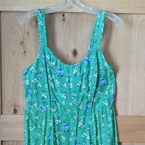 Women's Green Floral Spring Summer Dress Large/X- Large